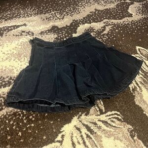 Pleated Denim Mini Skirt
